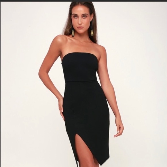 6 HR SALE LULUS JAZZIE black strapless body con dress back zipper size medium - Picture 3 of 12